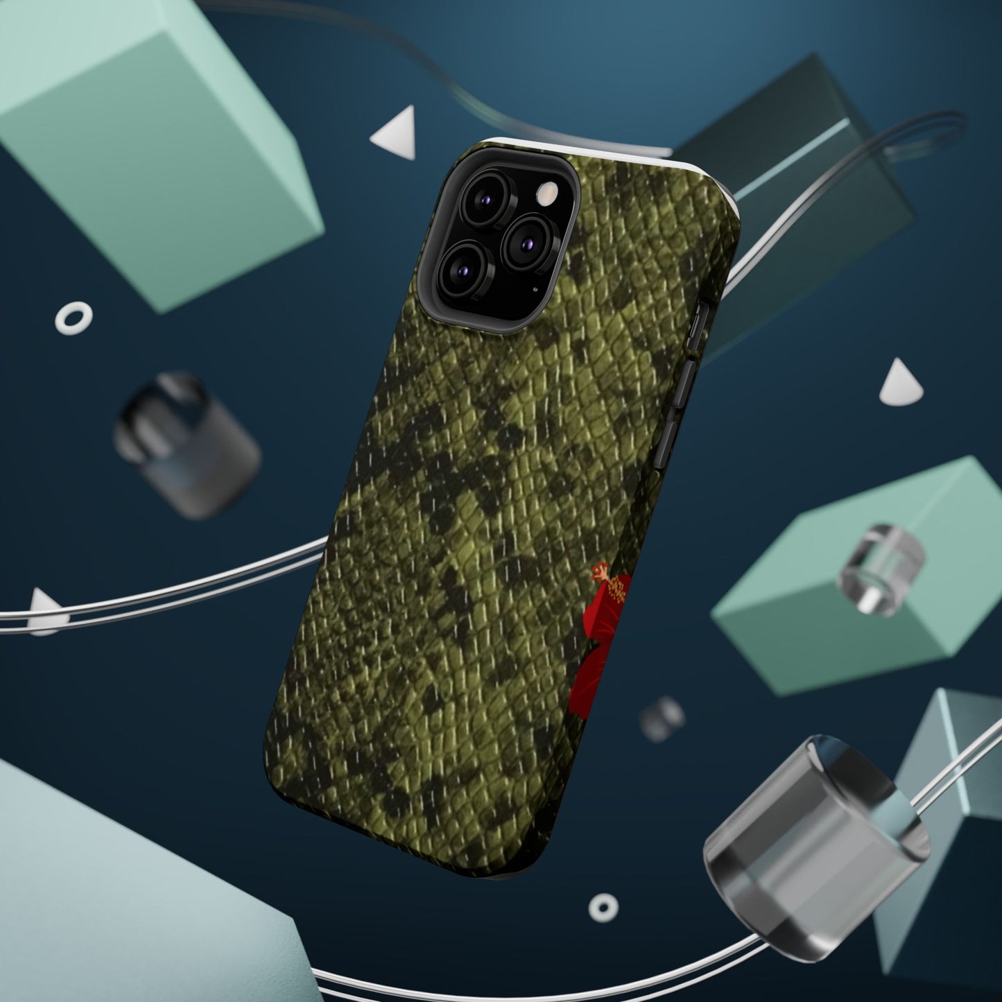 Retro Snake Skin iPhone 15 Pro Case – Faux Snakeskin MagSafe Compatible Case