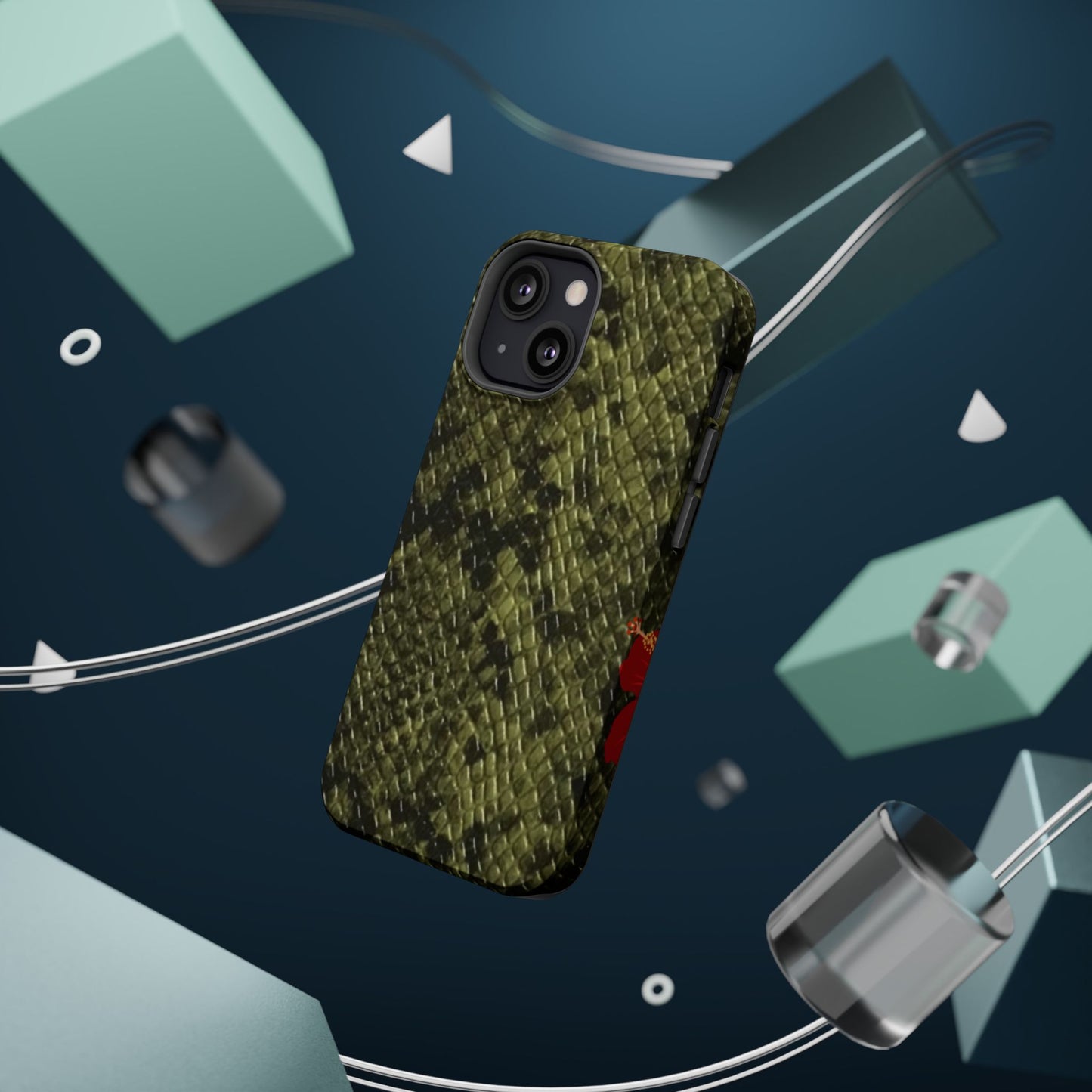 Retro Snake Skin iPhone 15 Pro Case – Faux Snakeskin MagSafe Compatible Case