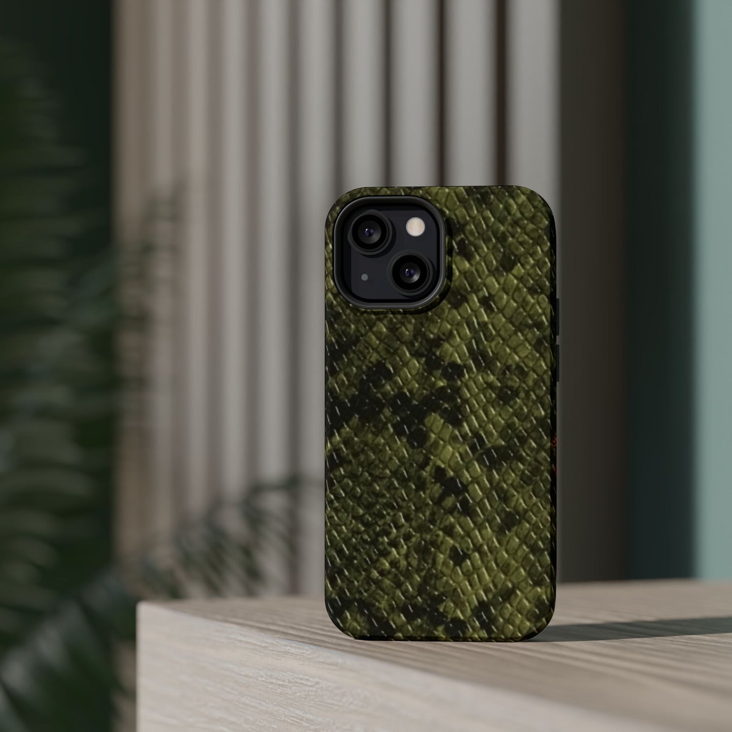 Retro Snake Skin iPhone 15 Pro Case – Faux Snakeskin MagSafe Compatible Case