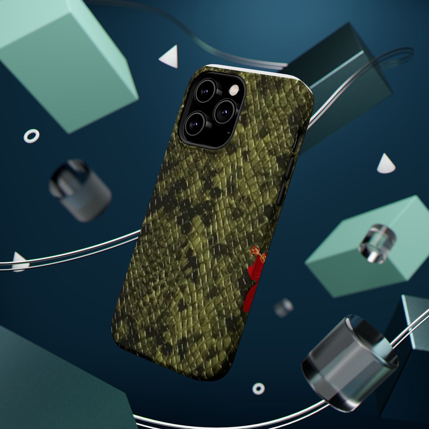 Retro Snake Skin iPhone 15 Pro Case – Faux Snakeskin MagSafe Compatible Case
