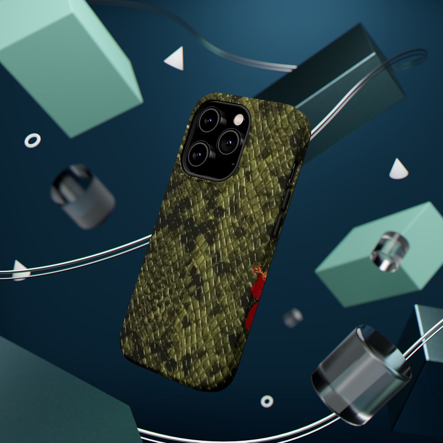Retro Snake Skin iPhone 15 Pro Case – Faux Snakeskin MagSafe Compatible Case