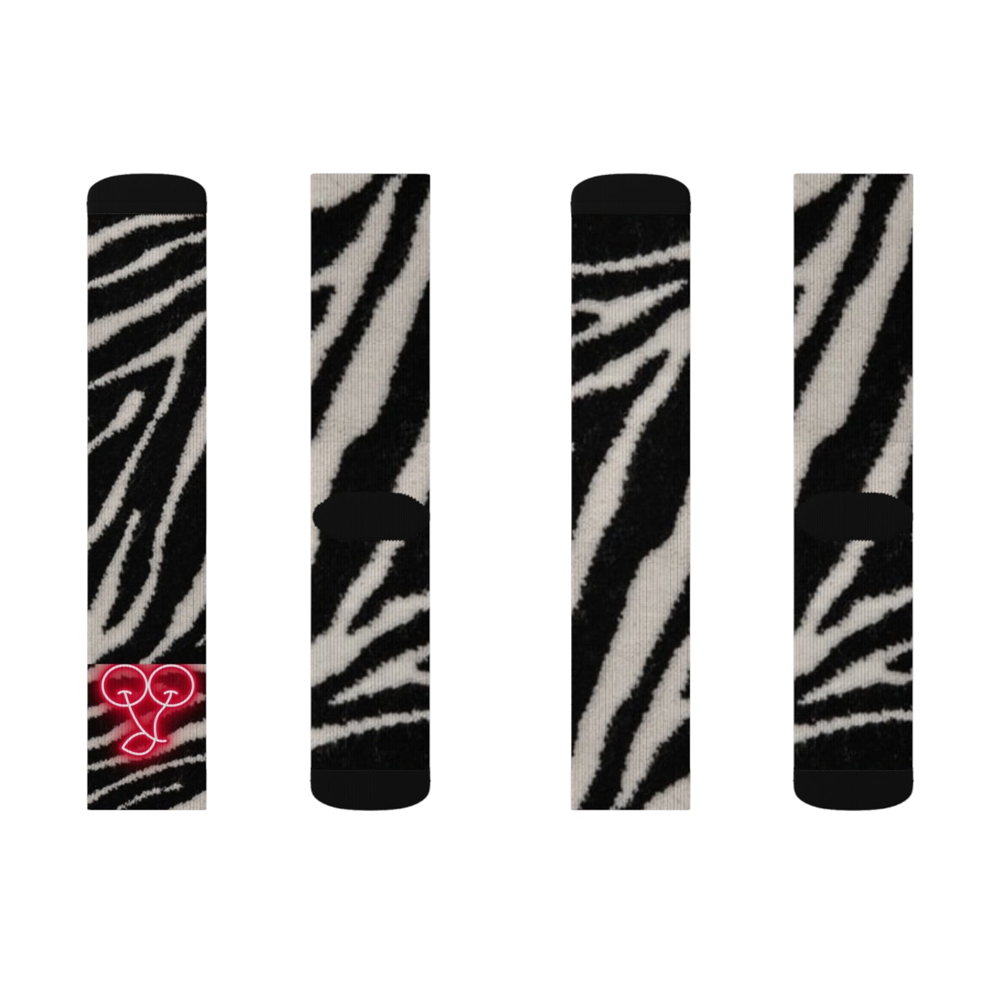 Neon 🍒 Cherry Zebra Print Socks