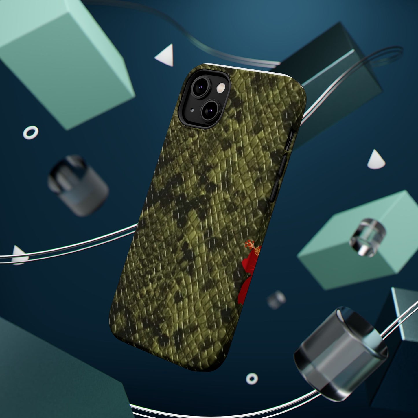 Retro Snake Skin iPhone 15 Pro Case – Faux Snakeskin MagSafe Compatible Case