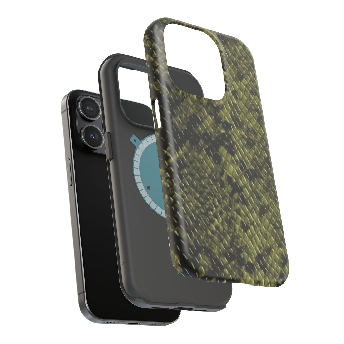 Retro Snake Skin iPhone 15 Pro Case – Faux Snakeskin MagSafe Compatible Case
