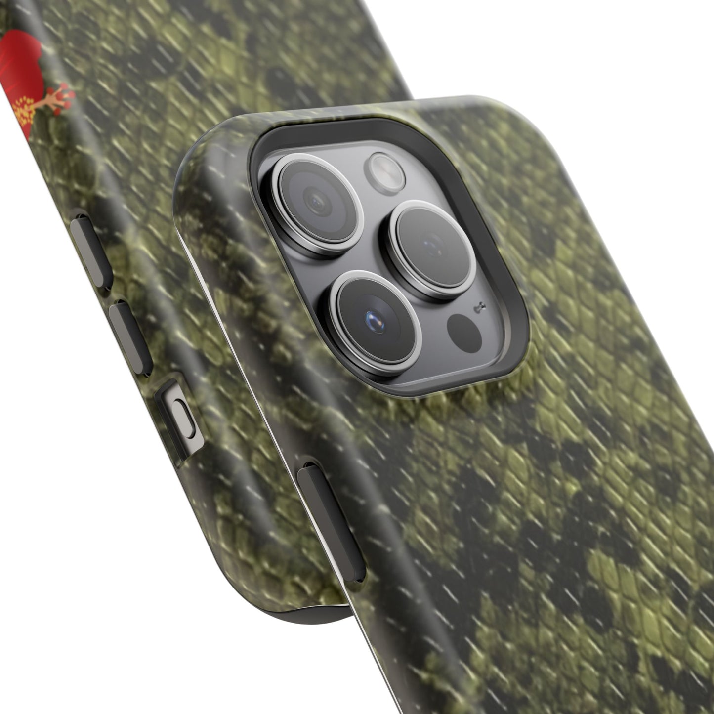 Retro Snake Skin iPhone 15 Pro Case – Faux Snakeskin MagSafe Compatible Case