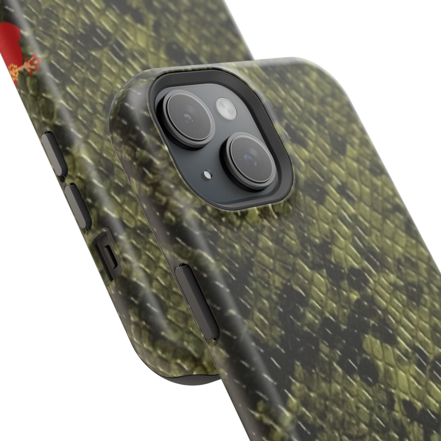 Retro Snake Skin iPhone 15 Pro Case – Faux Snakeskin MagSafe Compatible Case