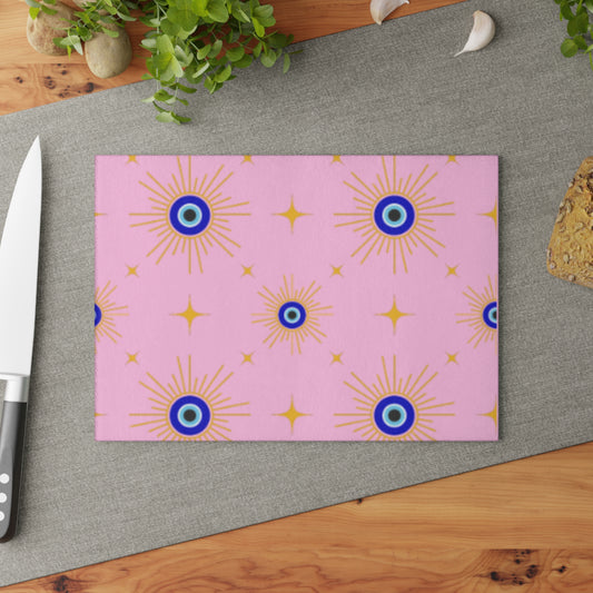 🧿 Pink Sparkle Glass Cutting Board