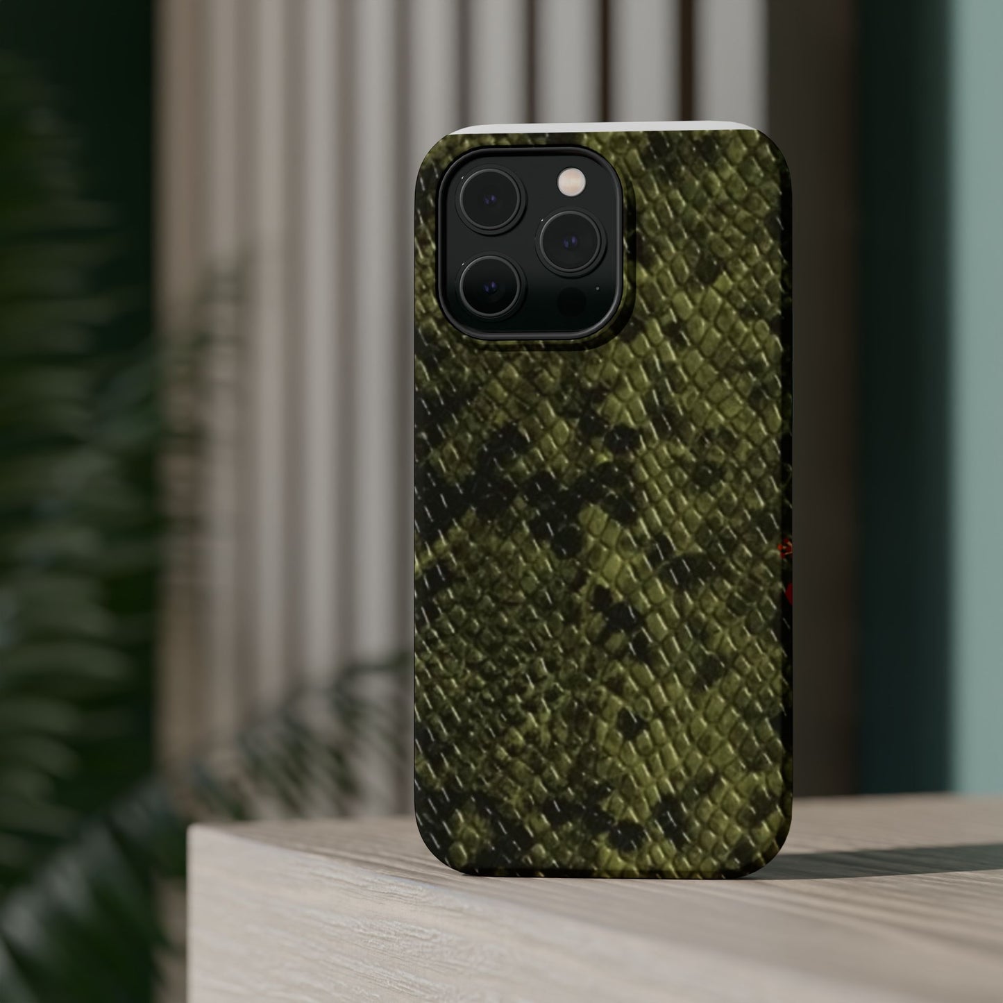 Retro Snake Skin iPhone 15 Pro Case – Faux Snakeskin MagSafe Compatible Case