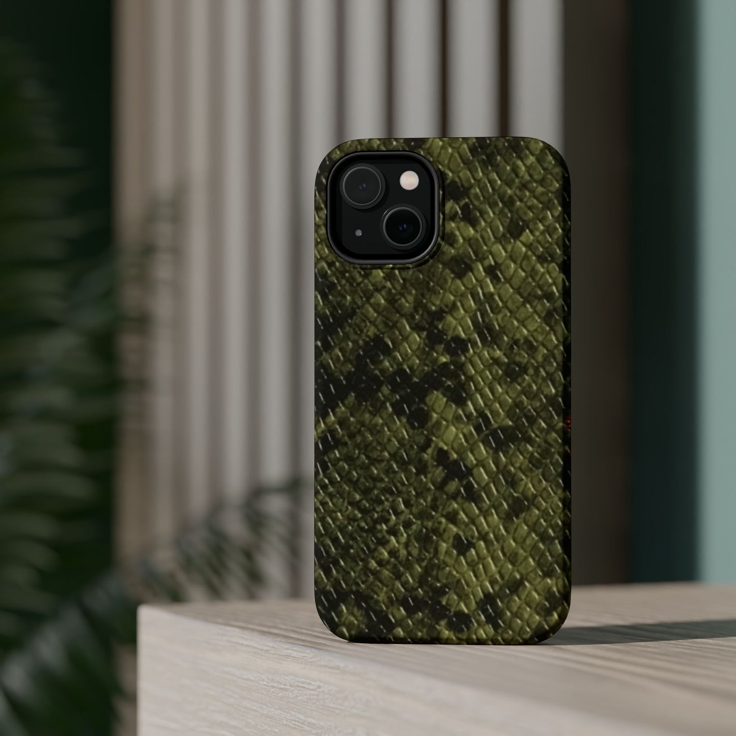 Retro Snake Skin iPhone 15 Pro Case – Faux Snakeskin MagSafe Compatible Case