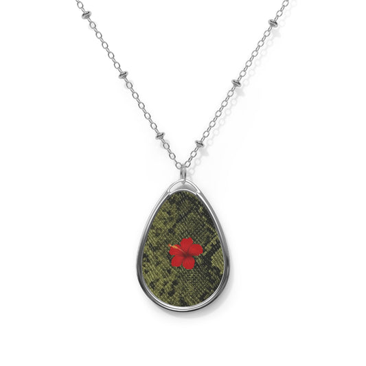 Snake Print 🌺 Silver Oval Necklace ✨