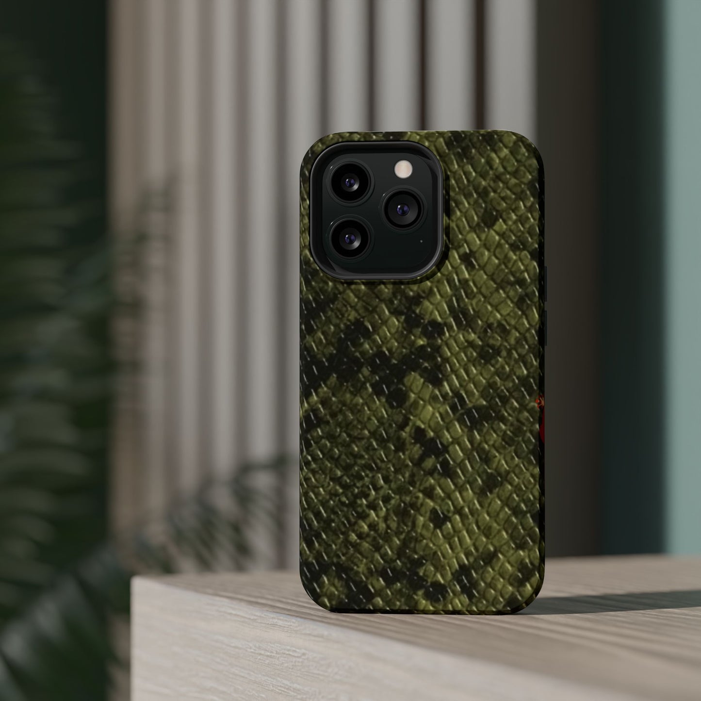 Retro Snake Skin iPhone 15 Pro Case – Faux Snakeskin MagSafe Compatible Case