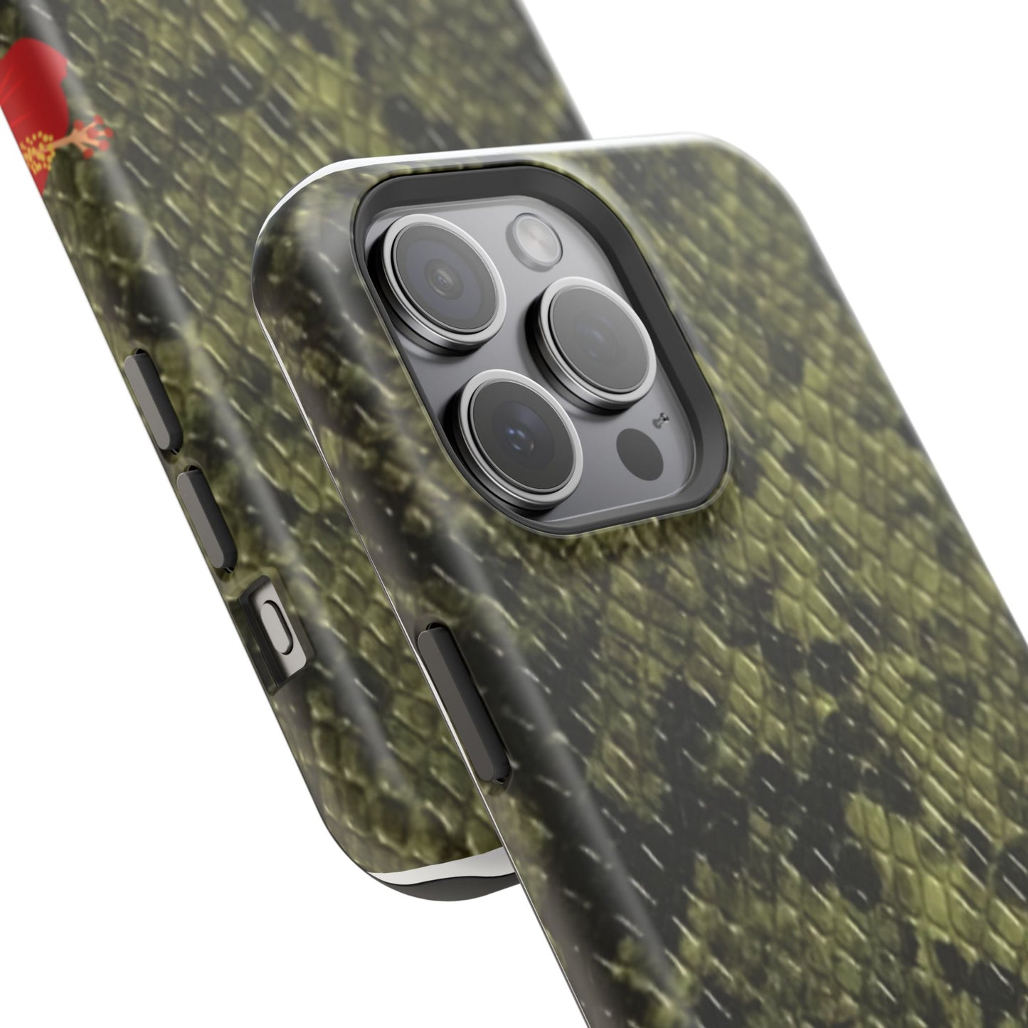 Retro Snake Skin iPhone 15 Pro Case – Faux Snakeskin MagSafe Compatible Case