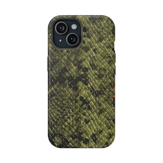 Retro Snake Skin iPhone 15 Pro Case – Faux Snakeskin MagSafe Compatible Case