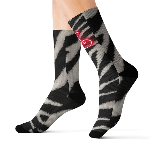 Neon 🍒 Cherry Zebra Print Socks