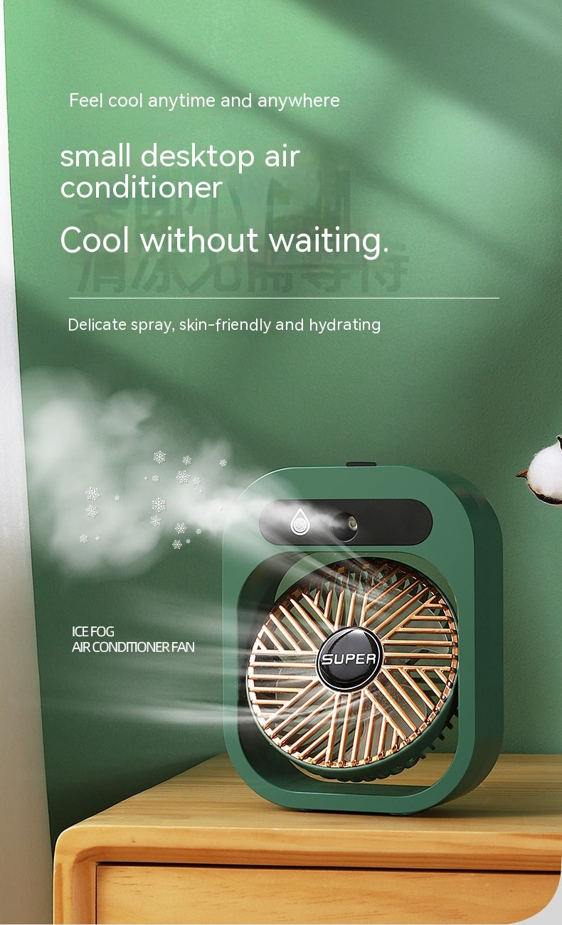 🖤 Chill Harder: 2-in-1 USB Misting Fan + Humidifier + Air Conditioning Desk Fan