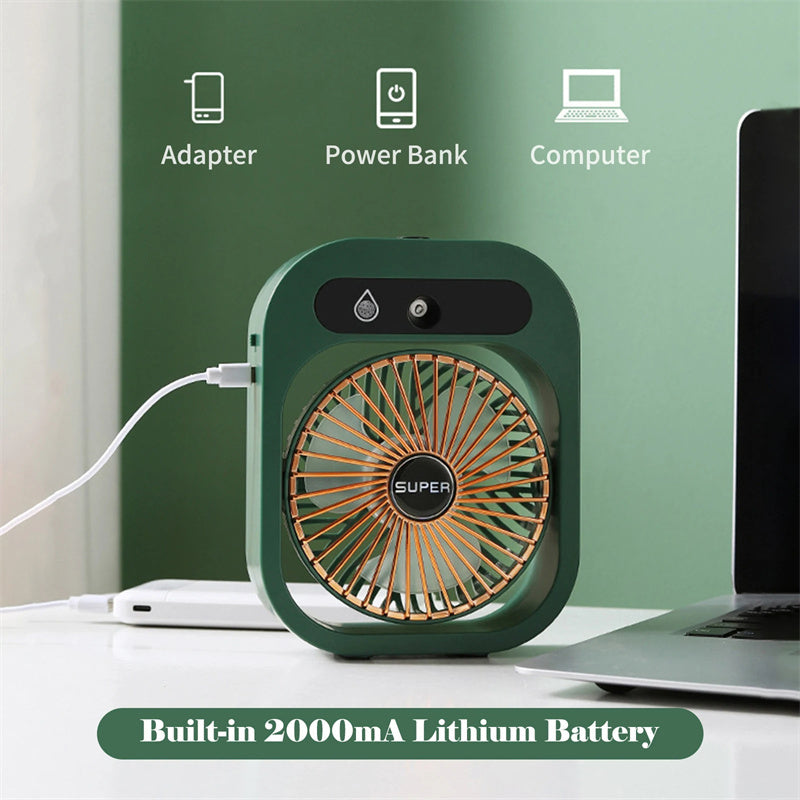 🖤 Chill Harder: 2-in-1 USB Misting Fan + Humidifier + Air Conditioning Desk Fan