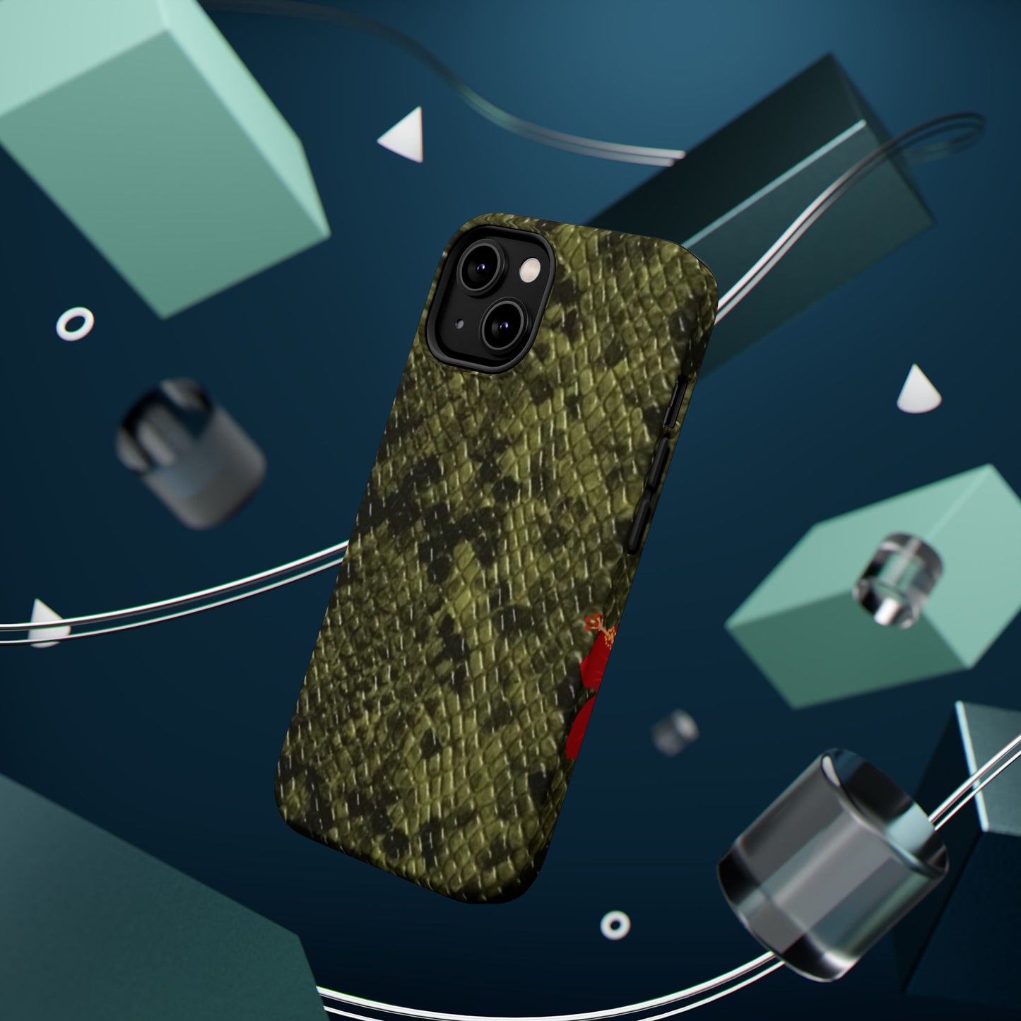 Retro Snake Skin iPhone 15 Pro Case – Faux Snakeskin MagSafe Compatible Case