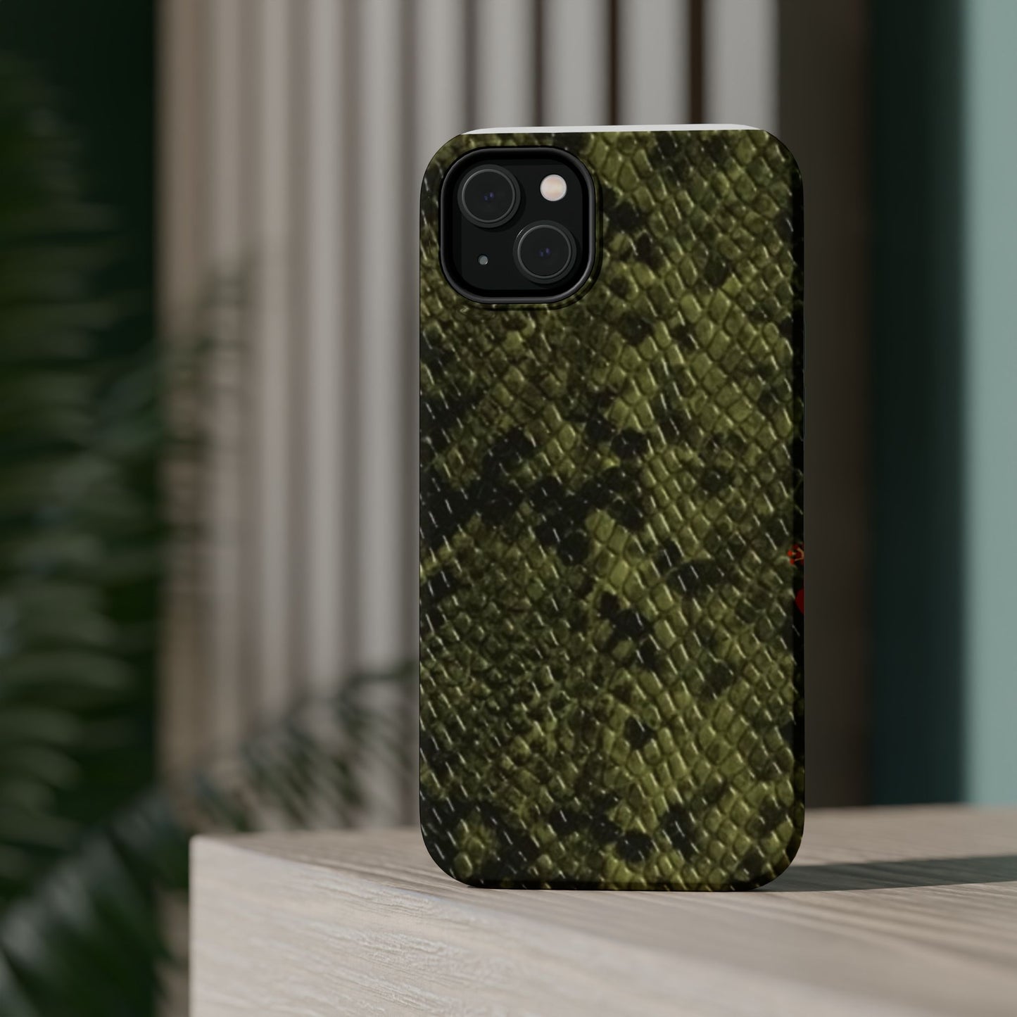 Retro Snake Skin iPhone 15 Pro Case – Faux Snakeskin MagSafe Compatible Case