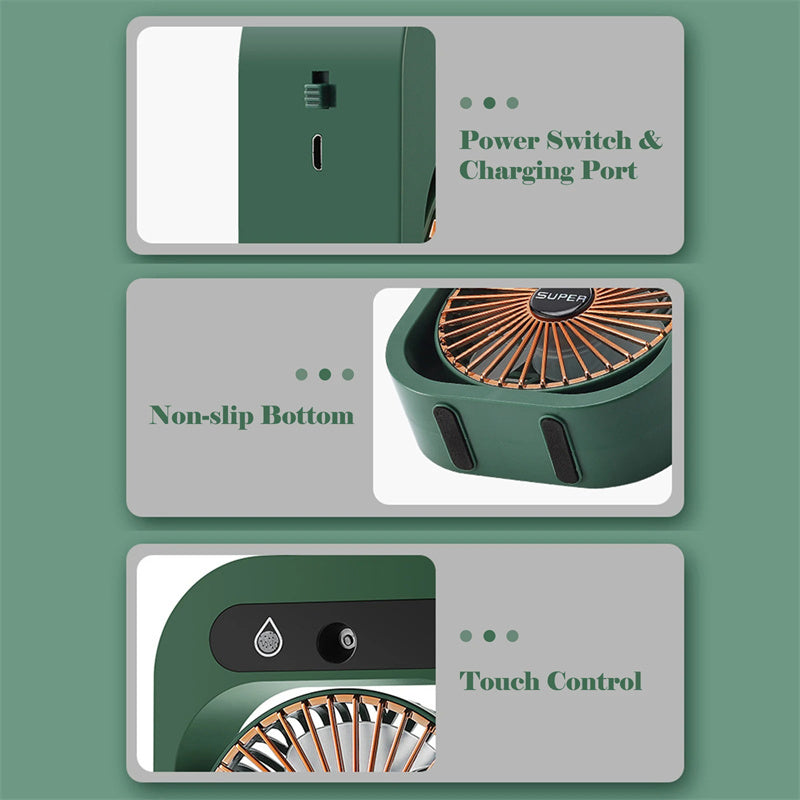 🖤 Chill Harder: 2-in-1 USB Misting Fan + Humidifier + Air Conditioning Desk Fan