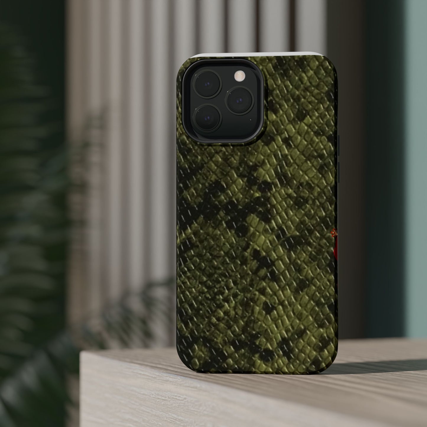 Retro Snake Skin iPhone 15 Pro Case – Faux Snakeskin MagSafe Compatible Case