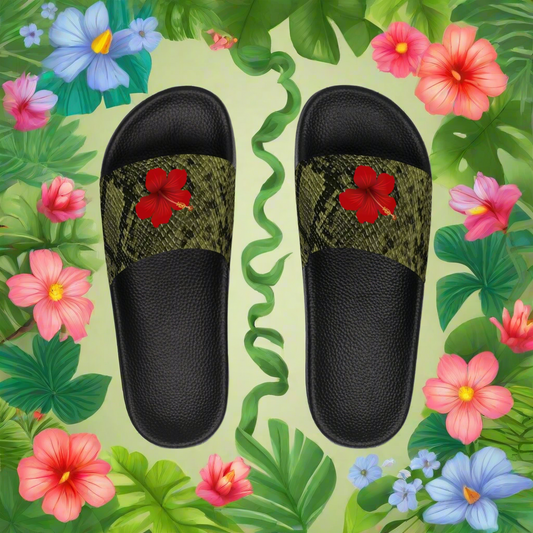 Snake 🐍 Skin Hibiscus 🌺 Slides ALL SIZES AVAILABLE ✨