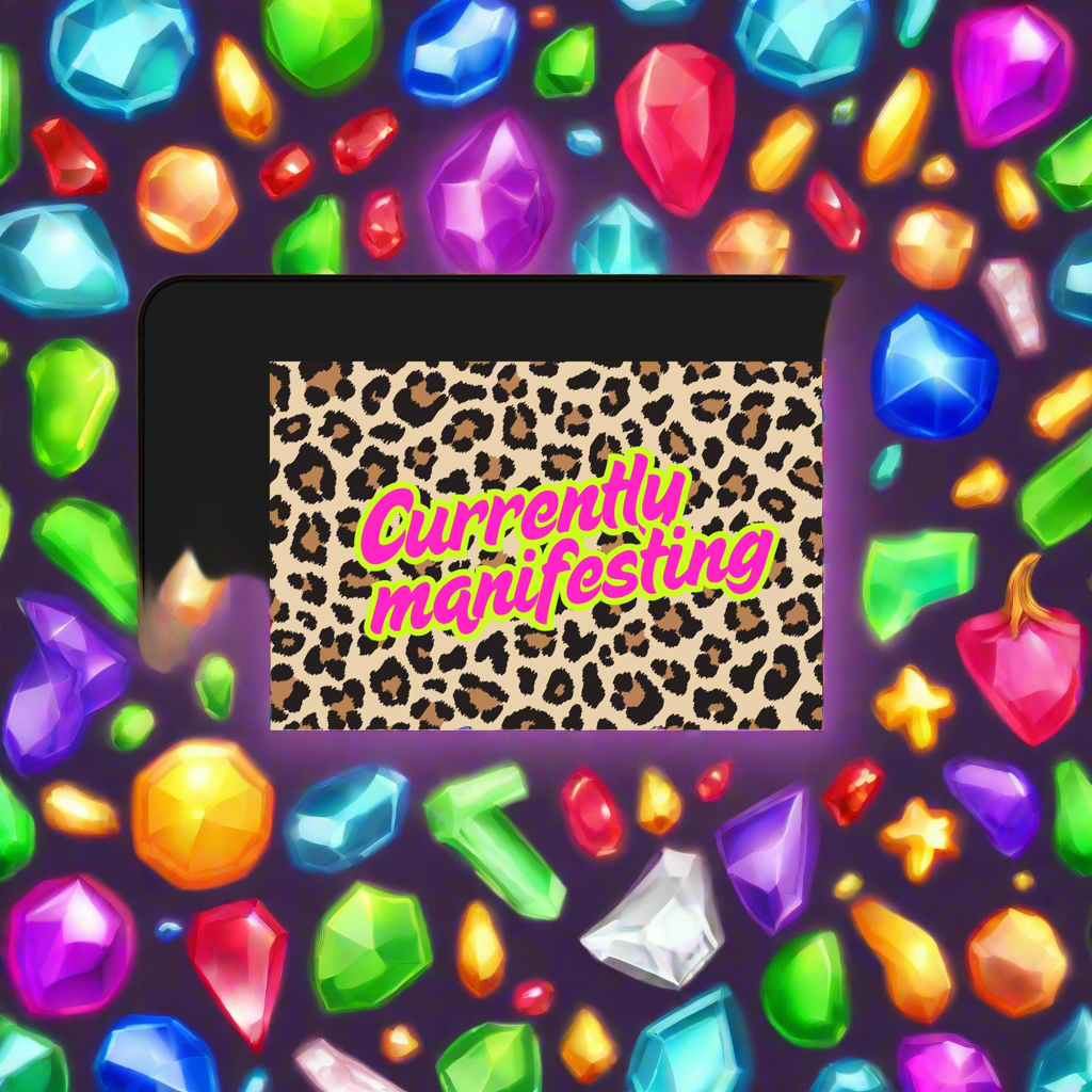 Currently Manifesting Desk Mat, Motivational Office Decor, Animal Print Desk